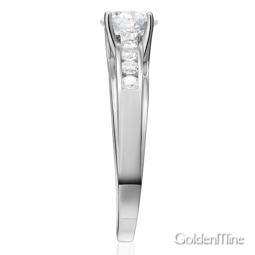 Cathedral Trellis-Set 1-CT Round-Cut CZ Engagement Ring in 14K White Gold Slide 2