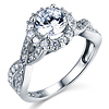 Woven Criss-Cross Halo 1-CT Round-Cut CZ Engagement Ring in 14K White Gold thumb 0
