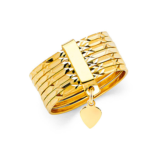 Diamond-Cut 7 Day Semanario Ring in 14K Yellow Gold Solid Slide 0