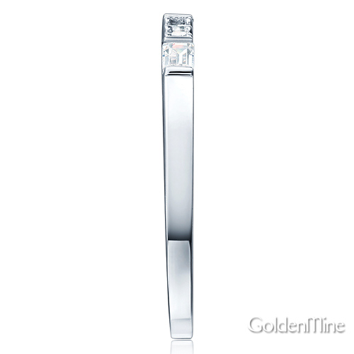 Round & Baguette-Cut CZ Wedding Ring Band in 14K White Gold 0.25ctw Slide 1