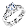 Split Shank 1-CT Princess-Cut Solitaire CZ Wedding Ring Set in Sterling Silver (Rhodium) thumb 0