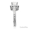 Antique-Style 1-CT Princess-Cut Halo CZ Engagement Ring in Sterling Silver (Rhodium) thumb 2