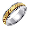 7mm Modern Handmade Yellow Braid Men's Wedding Band - 14K Two-Tone Gold thumb 1