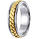 7mm Modern Handmade Yellow Braid Men's Wedding Band - 14K Two-Tone Gold thumb 2