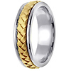 7mm Modern Handmade Yellow Braid Men's Wedding Band - 14K Two-Tone Gold thumb 2