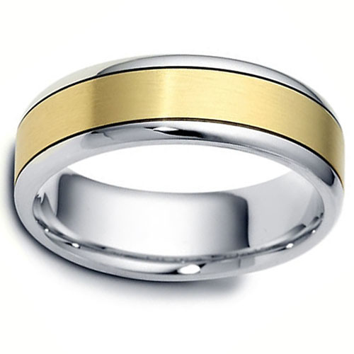 6.5mm Dora 14K Two-Tone Gold Wedding Band Slide 0