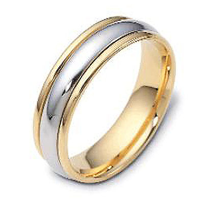 6mm Dora 14K Two Tone Gold Wedding Band Slide 0