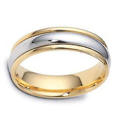 6mm Dora 18K Two Tone Gold Wedding Band Slide 1