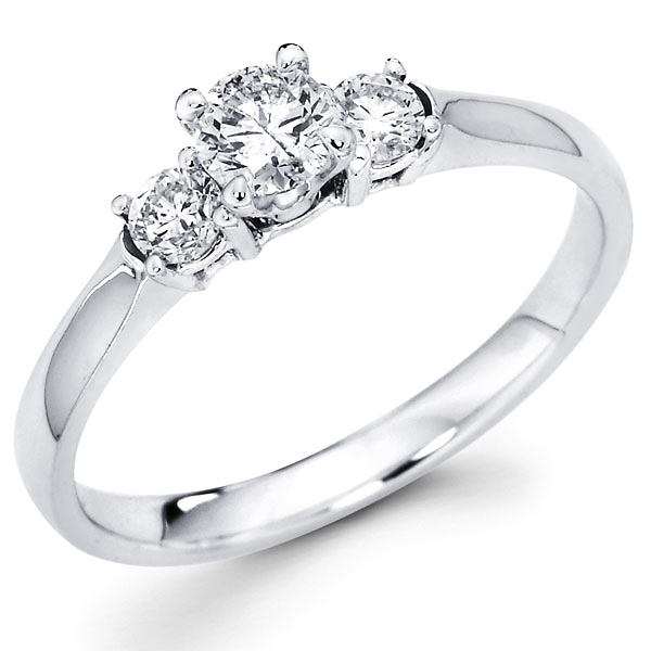 Three Stone 14K White Gold Diamond Engagement Ring 0.60 ctw Slide 0