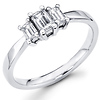 Three Stone Emerald Cut Diamond Engagement Ring 0.52 ctw thumb 0