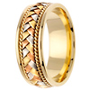 8.5mm Handmade Rope & TriGold Braided Men's Wedding Band - 14K Yellow Gold thumb 2