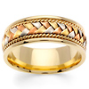 8.5mm Handmade Rope & TriGold Braided Men's Wedding Band - 14K Yellow Gold thumb 0