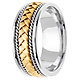 8.5mm Handmade Woven Cord Yellow Braided Men's Wedding Ring - 14K Two-Tone Gold thumb 2