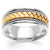 8.5mm Handmade Woven Cord Yellow Braided Men's Wedding Ring - 14K Two-Tone Gold thumb 0