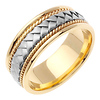 8.5mm Handmade Cord & White Woven Men's Wedding Band - 14K Two-Tone Gold thumb 1