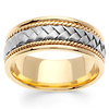 8.5mm Handmade Cord & White Woven Men's Wedding Band - 14K Two-Tone Gold thumb 0