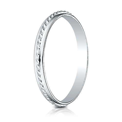 2mm 14K White Gold Cord Ring Wedding Band Slide 1