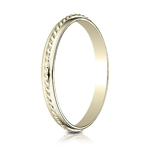 2mm 14K Yellow Gold Cord Ring Wedding Band Slide 1