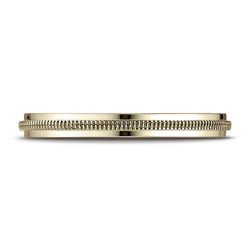 2mm Milgrain 14k Yellow Gold Wedding Ring Slide 0
