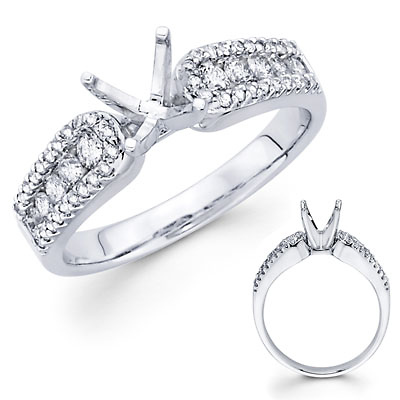 18K White Gold Four Prong Diamond Engagement Ring Setting 0.47ctw Slide 0