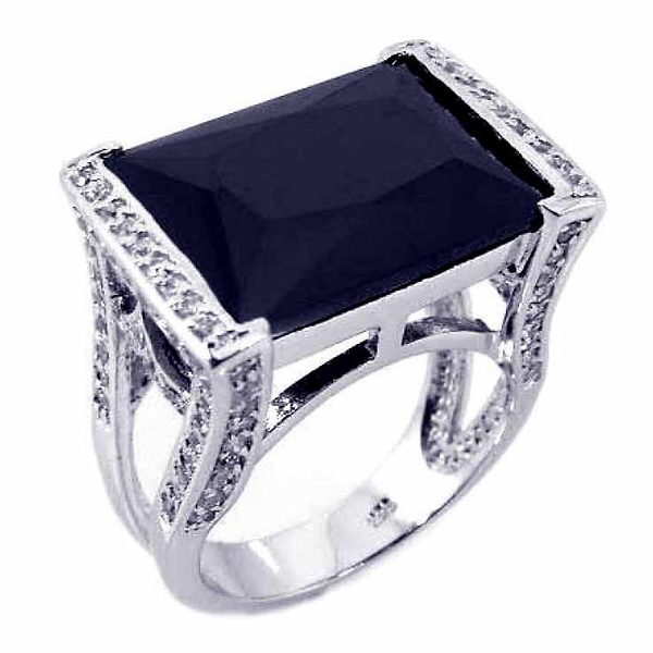 DecoSkye Black Onyx Cathedral Cocktail Ring in Sterling Silver Slide 0