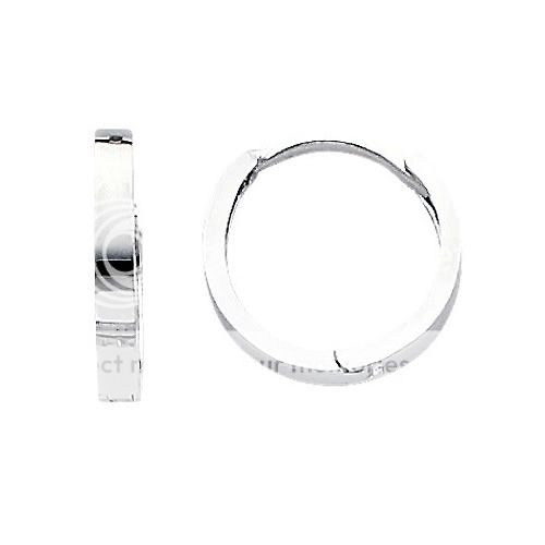 Small Flat 14K White Gold Huggie Earrrings 2mm x 11mm Slide 0